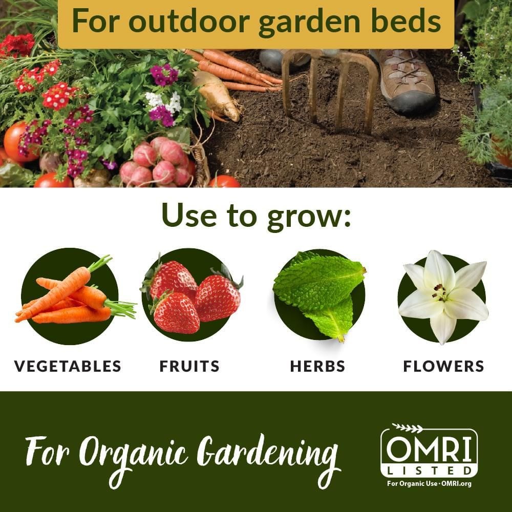 All Natural Garden Soil, Organic Soil For Flowers and Vegetables 2 cf. ft, OMRI