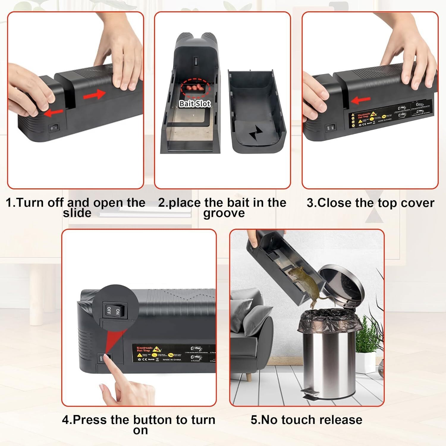 Upgraded Electronic Mouse Trap Control Kill Big Rat Pest Electric Rodent Zapper