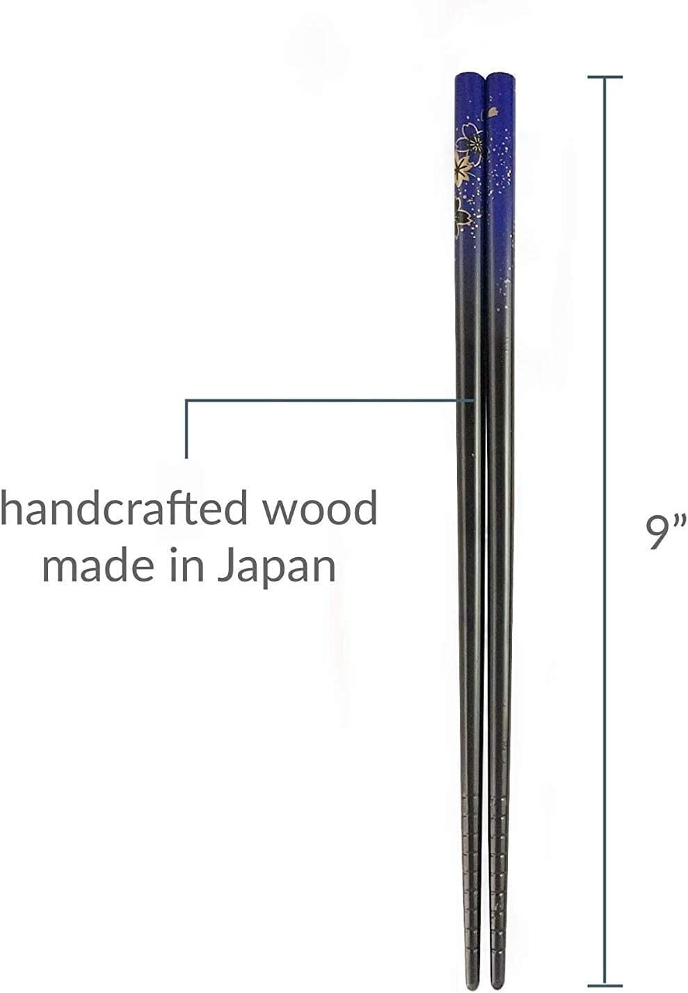 2 Pack Black Travel Chopsticks with Case Yuzen Made in Japan S-3642×2