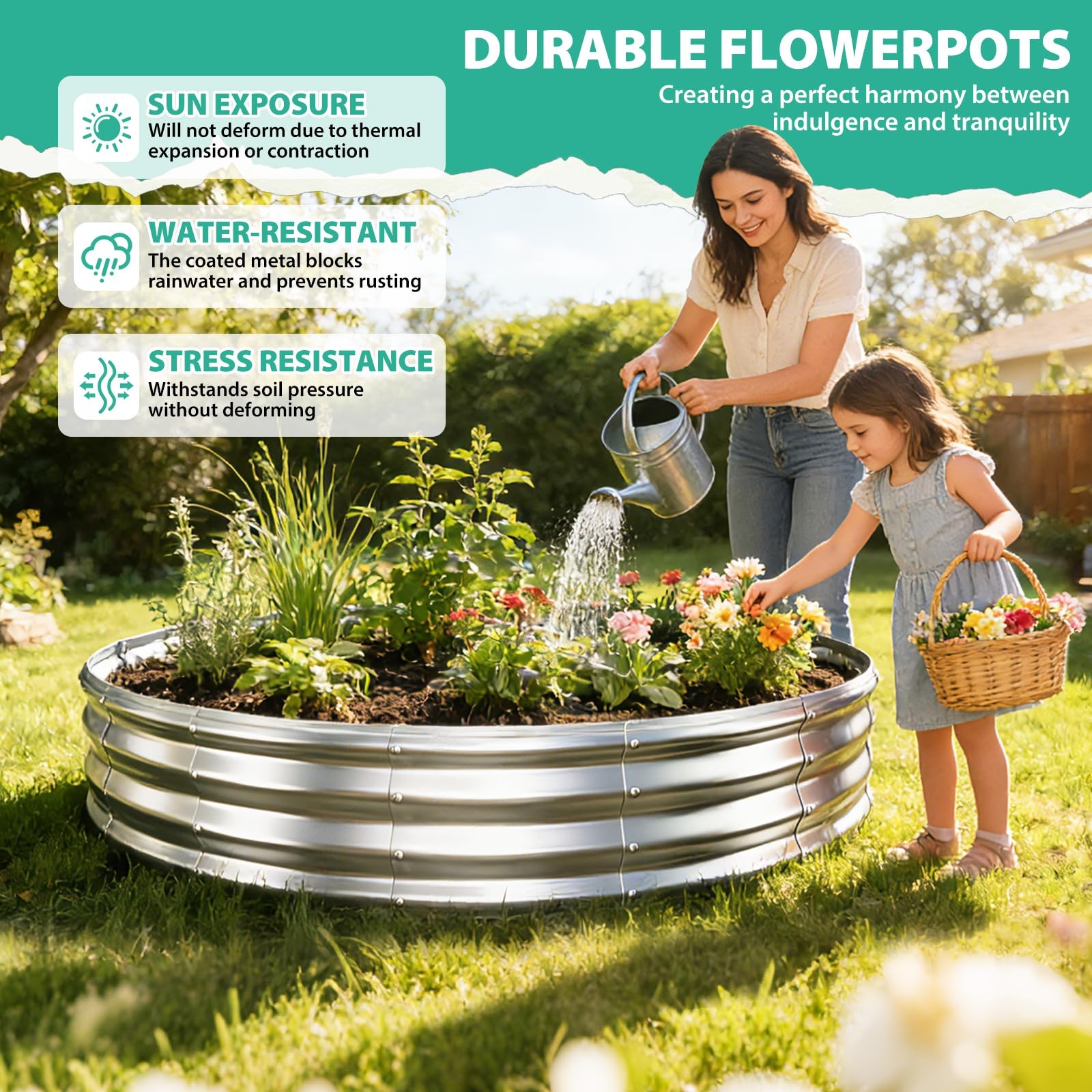 6FT Diameter Galvanized Garden Raised Bed/Plant 72 Dia X 12 inches Silver