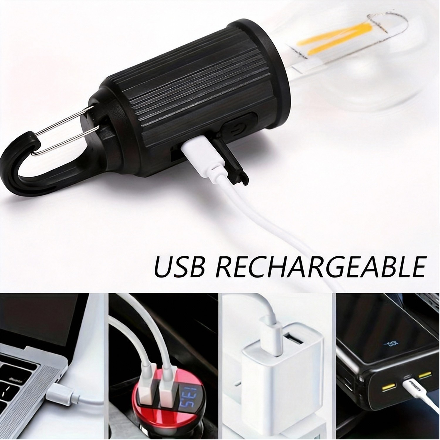 4Pcs Solar Hanging LED Light Bulb Outdoor Waterproof Tent Camping Lights Lamp US