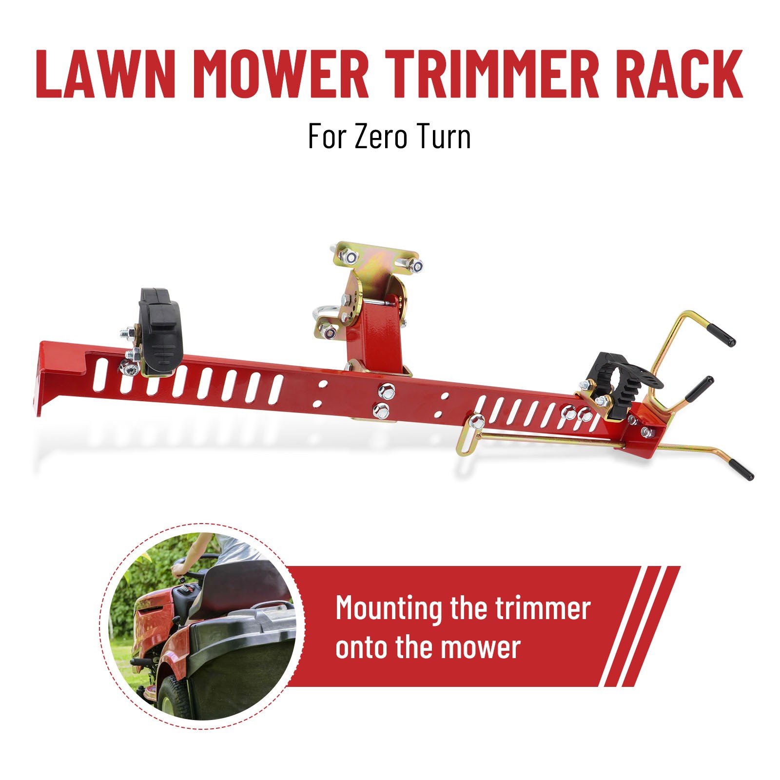 Lawn Mower Trimmer Rack For Zero Turn Lawn Mower, Secures Trimmer to Lawnmower