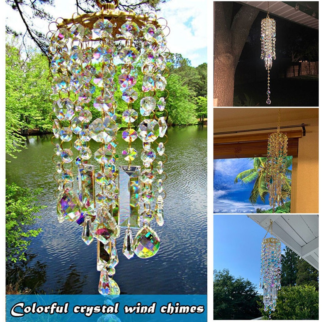 For Crystal Wind Chimes Home Garden Patio Lawn Hanging Decoration Ornament