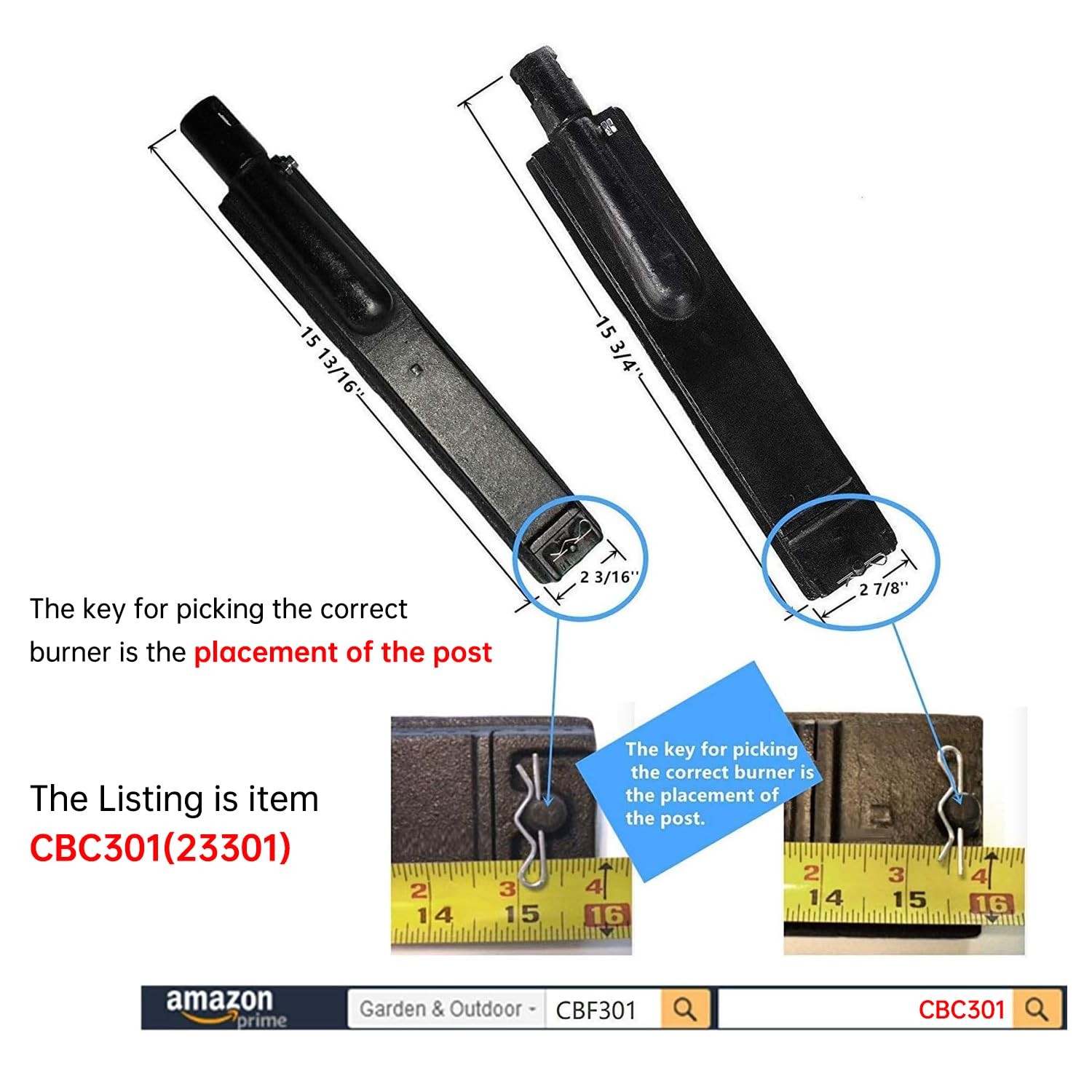 Hongso 15 3/4 Inches Cast Iron Burner Replacement for BBQ Barbeques Galore Turbo