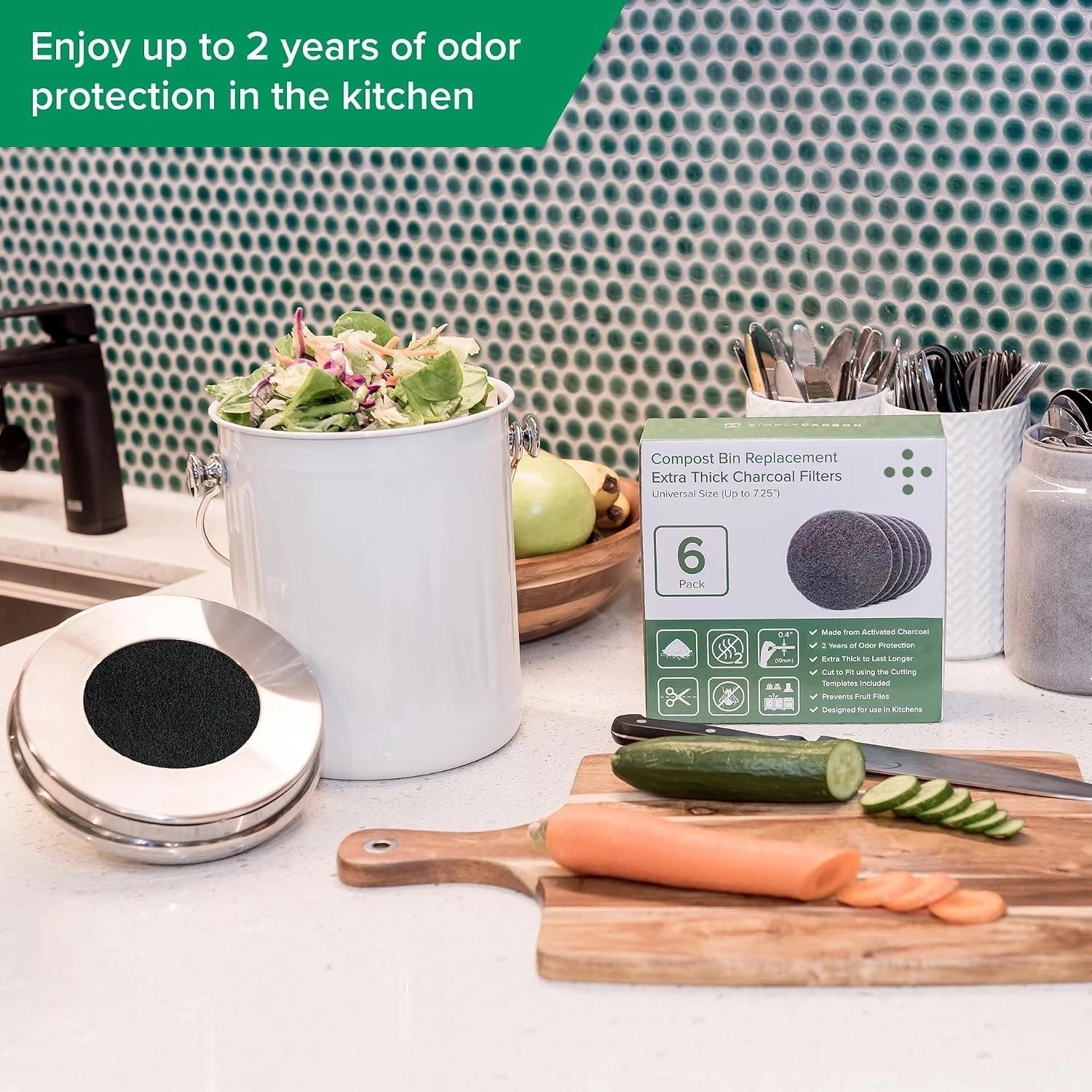 Extra Thick Replacement Filters for Kitchen Compost Bins x6