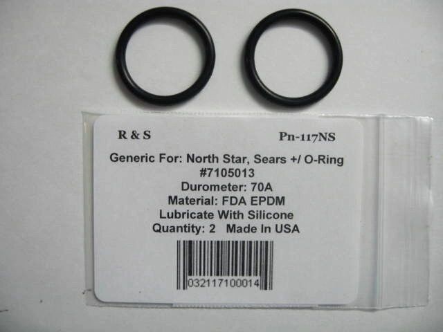 2 Whirlpool, Sears, GE, North Star 7105013 O-Rings / R&S 117NS / EPDM Material