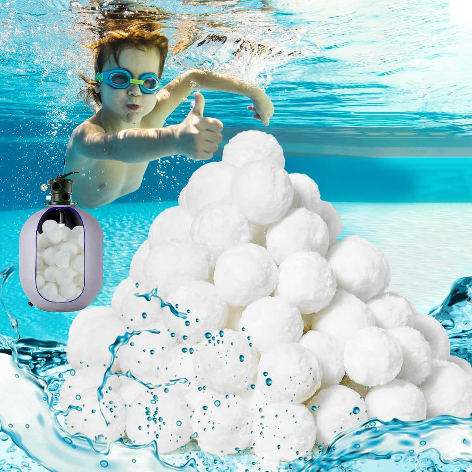 50PCS Pool Filter Balls for Sand-Filter – Dry Filter Sand Balls,Reusable Swimmin