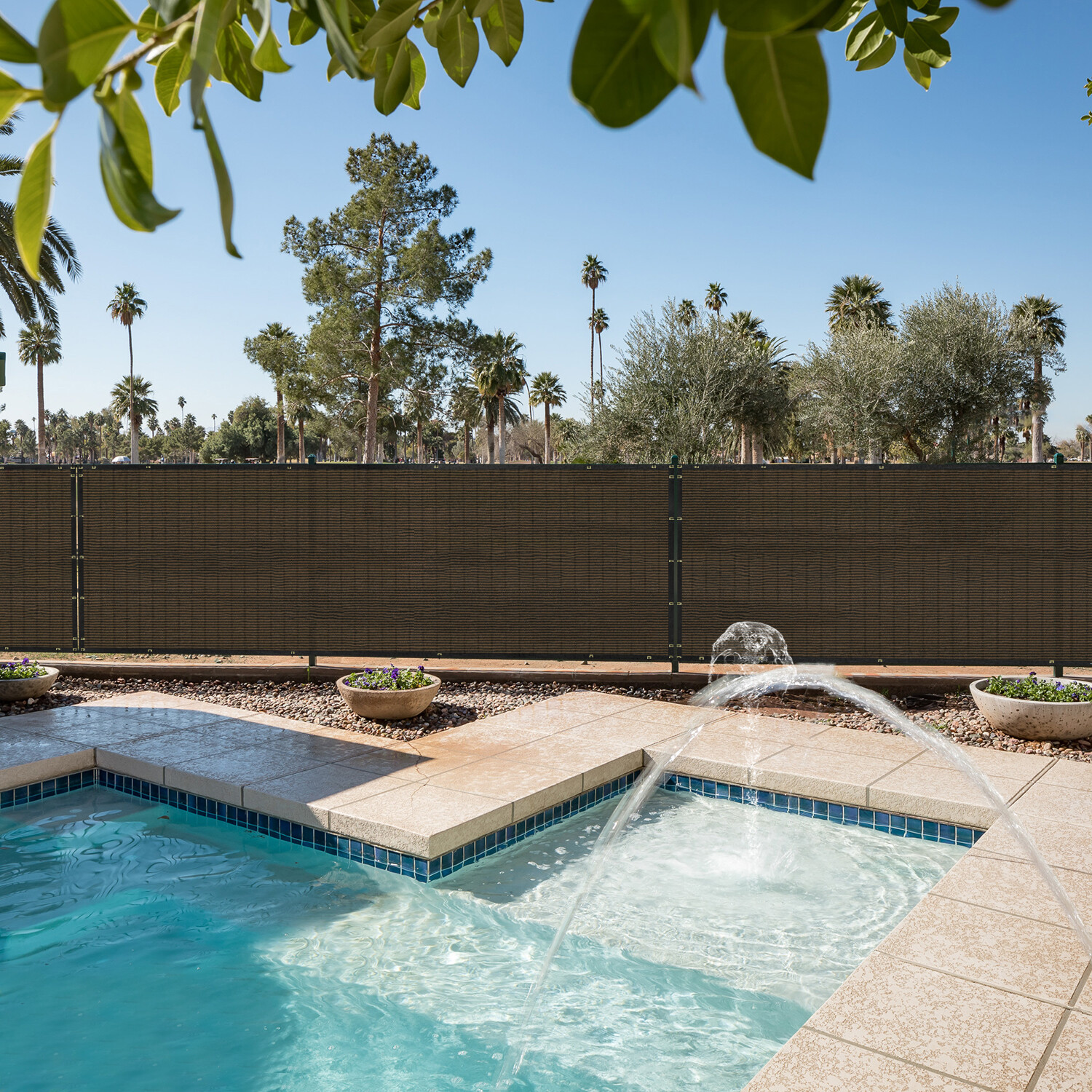 Customize 8ft Tall Brown Privacy Screen Fence Windscreen Mesh Shade Cover Yard