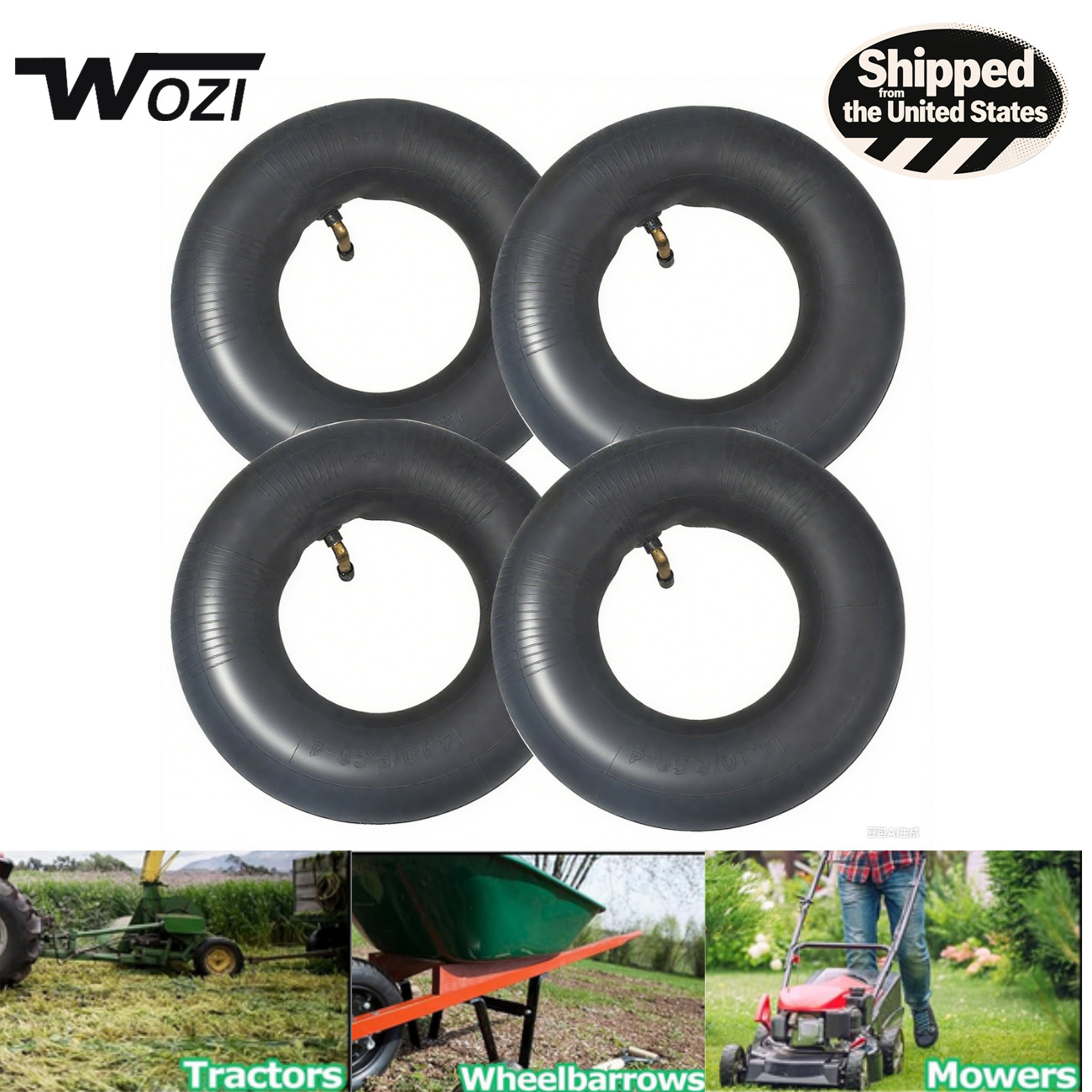 4PC 4.10 3.50-4″ Inner Tube 410/350-4 For Hand Truck/ Dolly / Snowblower Tire