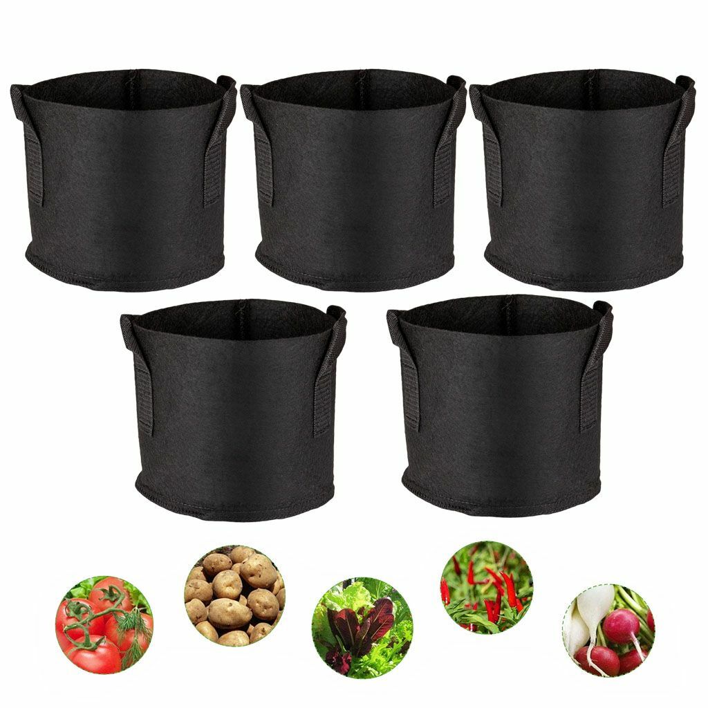 10X Grow Bags Plant Fabric Pot Nursery Soil Bag with Handles Thickened Nonwoven