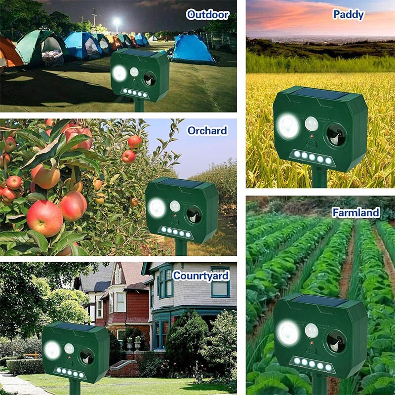 2025 New Solar Ultrasonic Animal Repellent Dog Cat Skunk Deer Raccoon For Garden