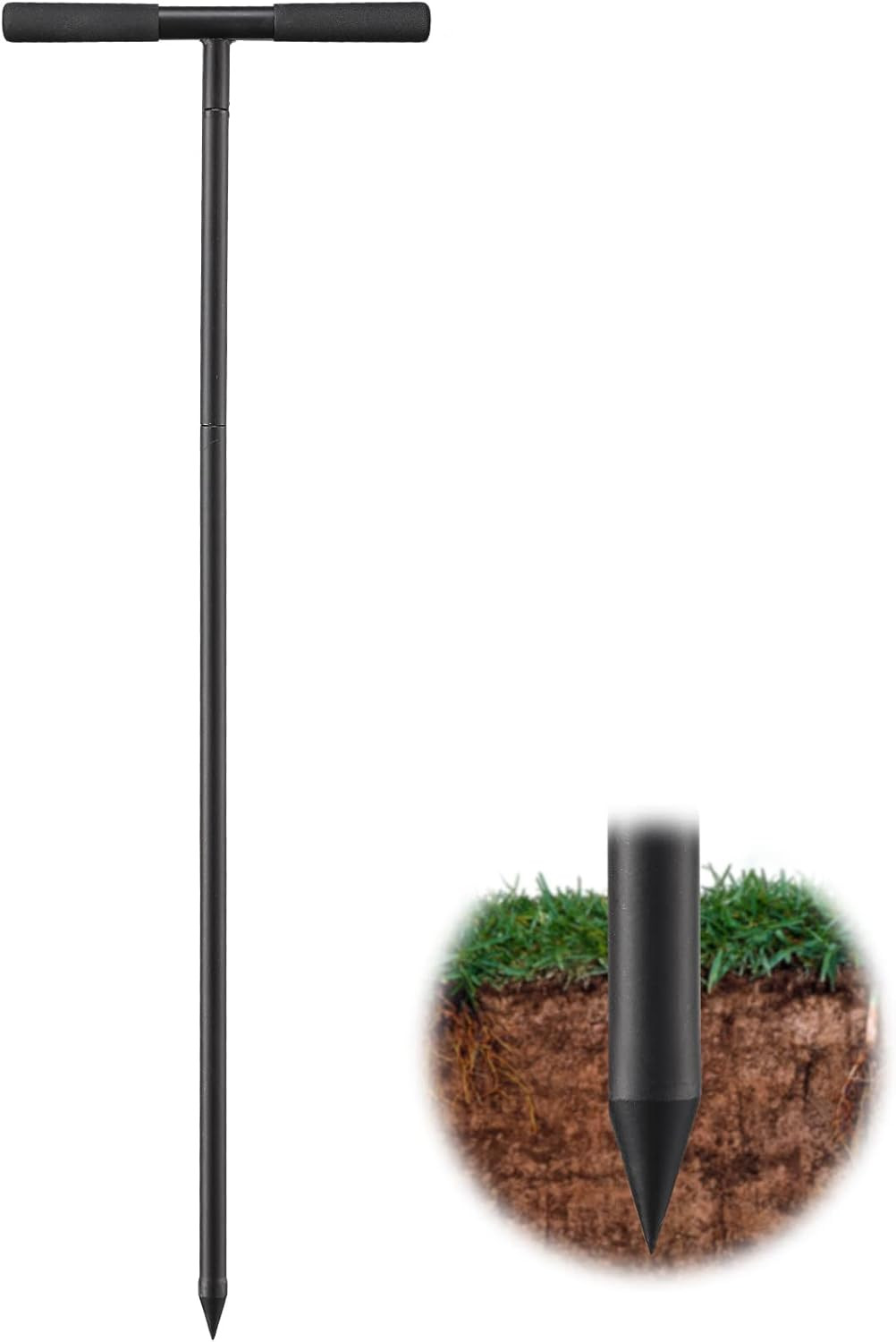 Soil Probe Rod, 48Inch Adjustable Ground Rod with T-Handle – Metal Soil Probe fo