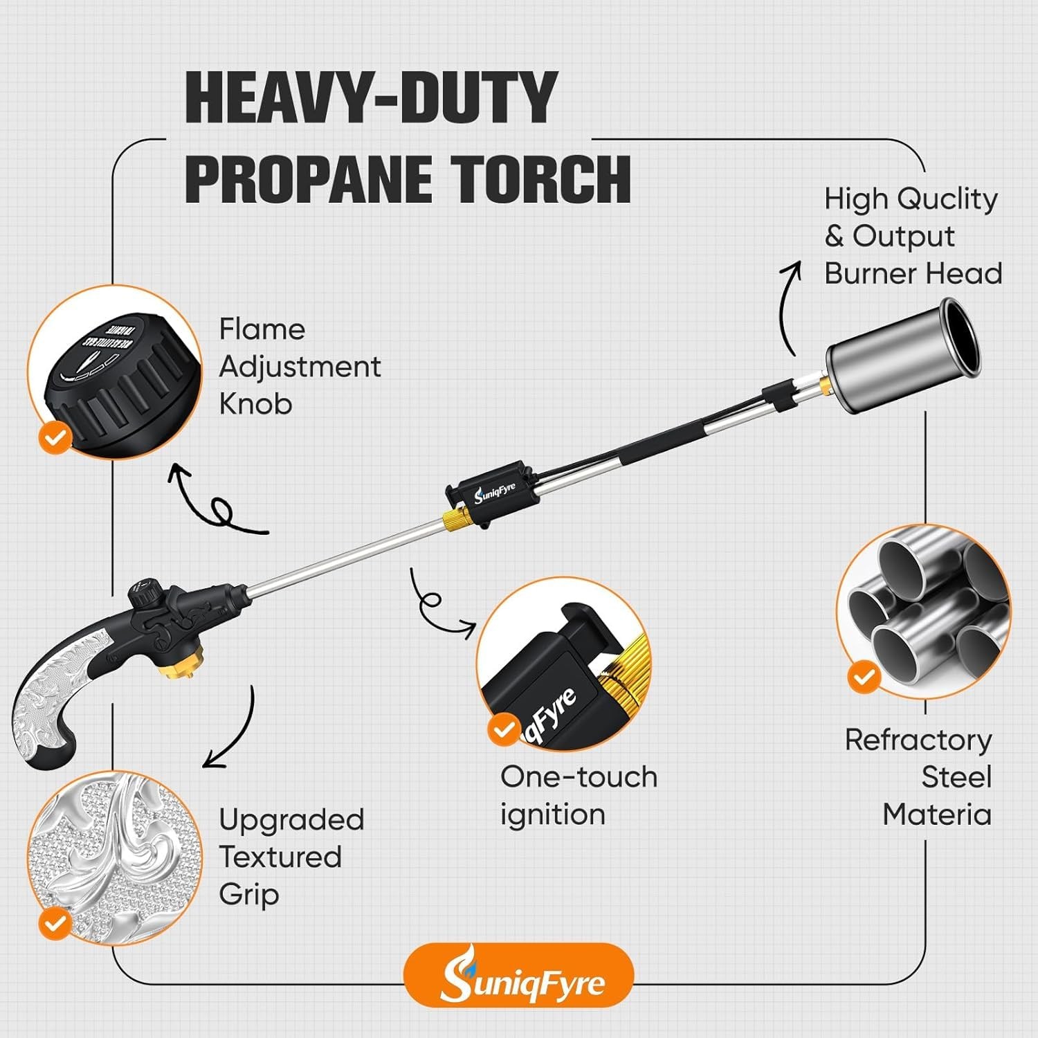 Suniqfyre Propane Torch Weed Burner, CSA Certified Black and Silver