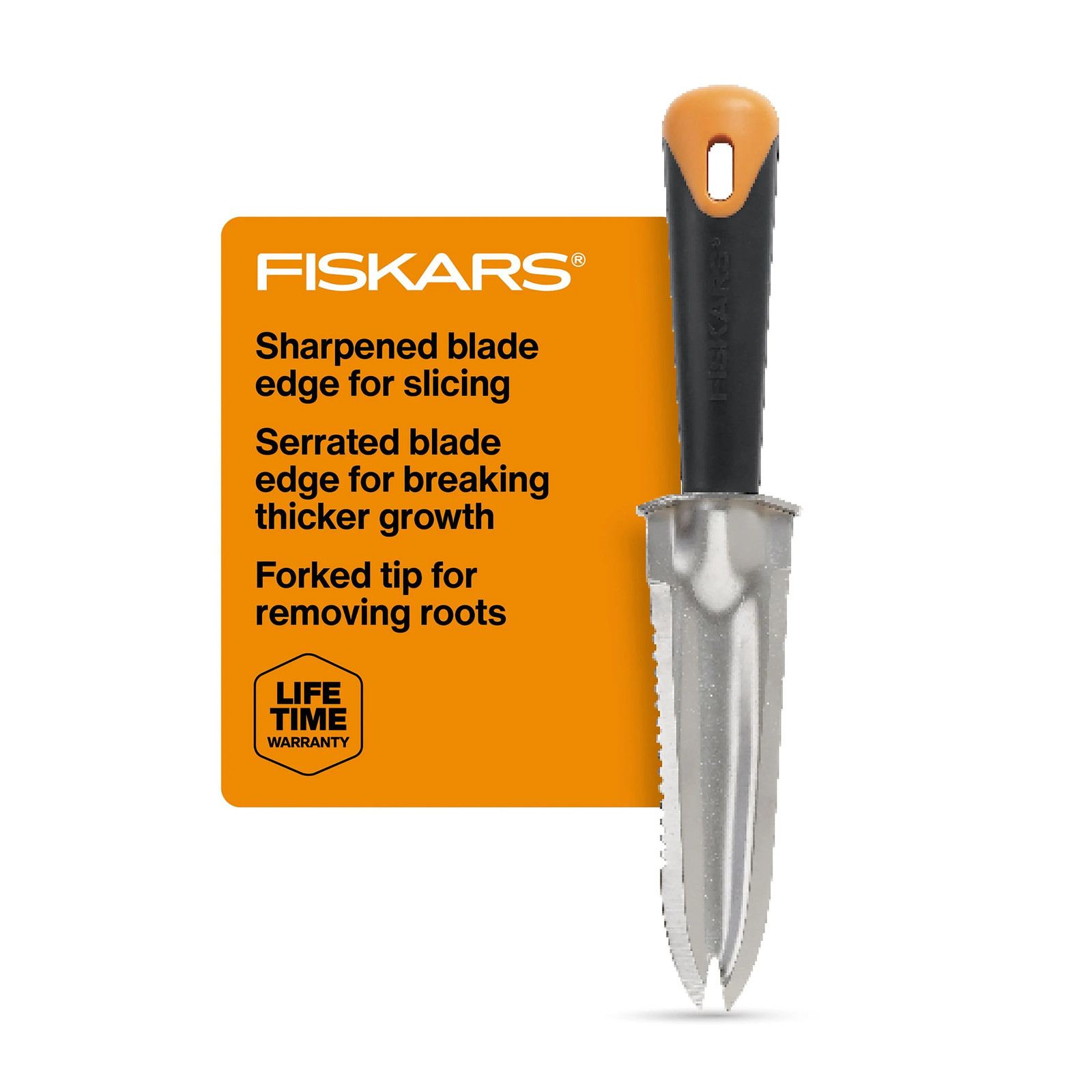 Fiskars Steel Multi-Purpose Garden Knife with Hanging Hole for Weeding Digging