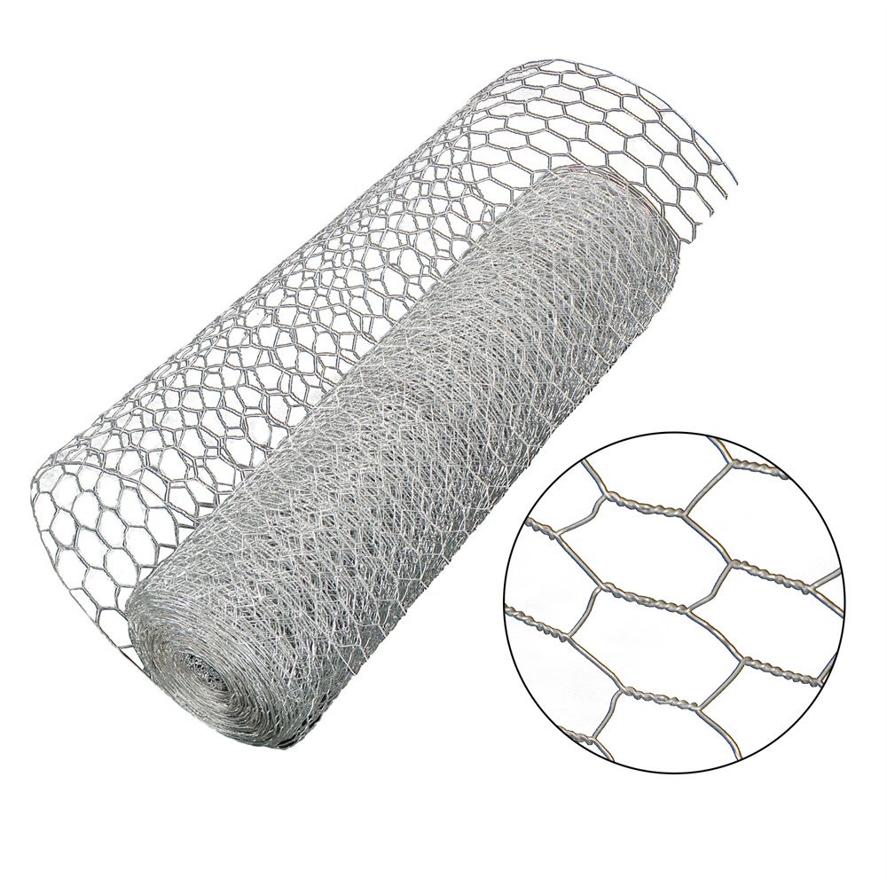 24In×100FT Chicken Wire Fencing Mesh Metal Floral Wire Fence Roll 1″ Hole Sliver