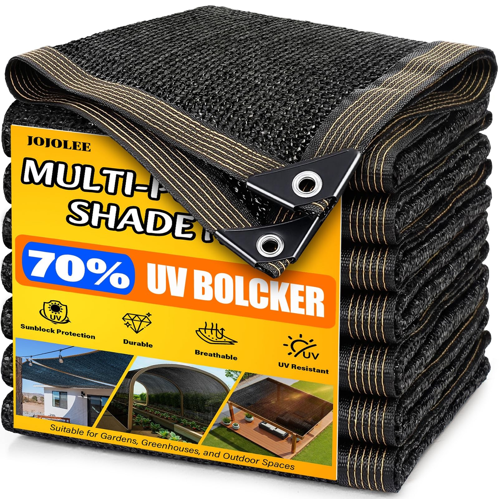 70 percent Sun Shade Cloth 10x20FT Shade Net Mesh Tarp w/ Grommets Black