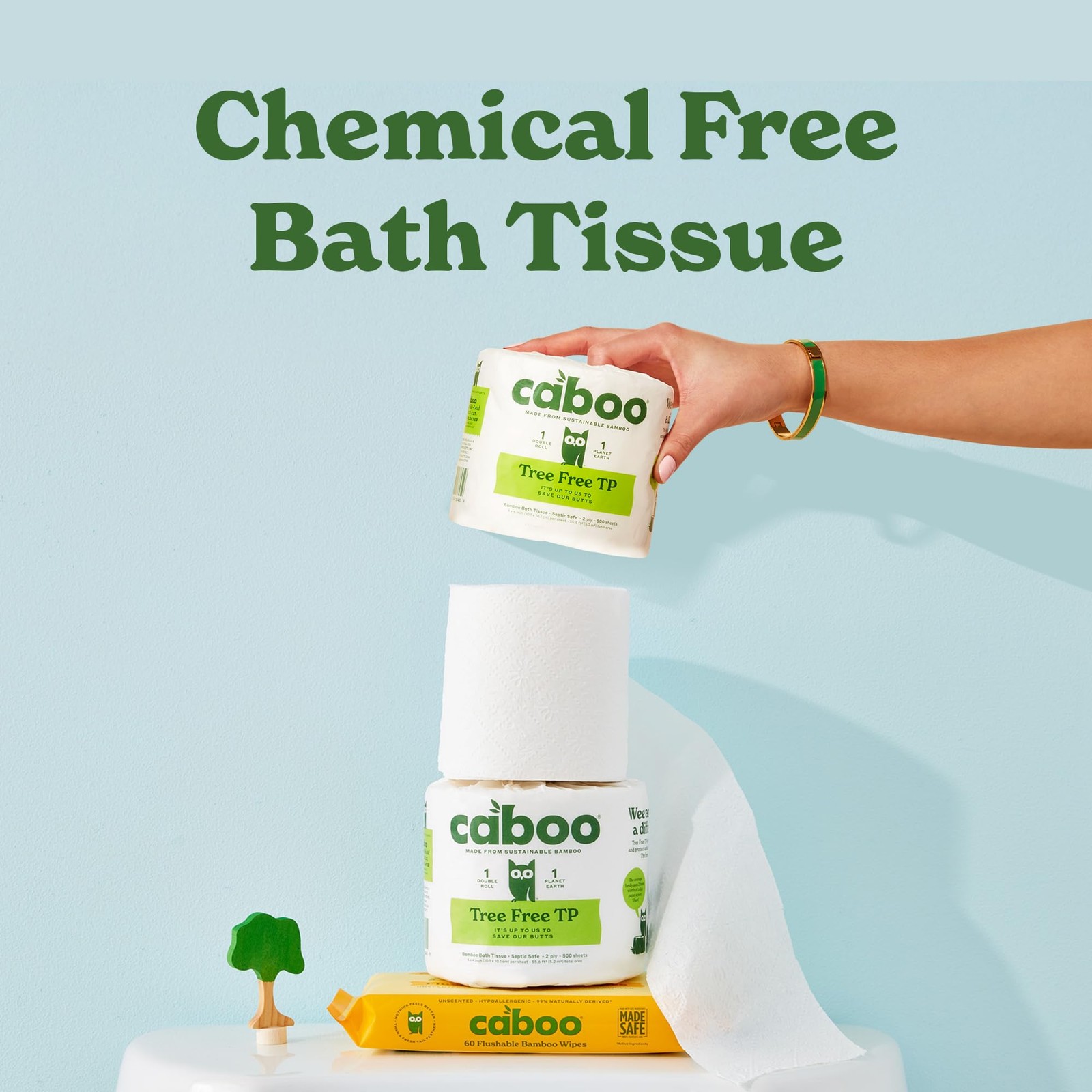 Caboo Tree-Free Toilet Paper, Septic Safe Bath Tissue, Quick Dissolving 2-Ply
