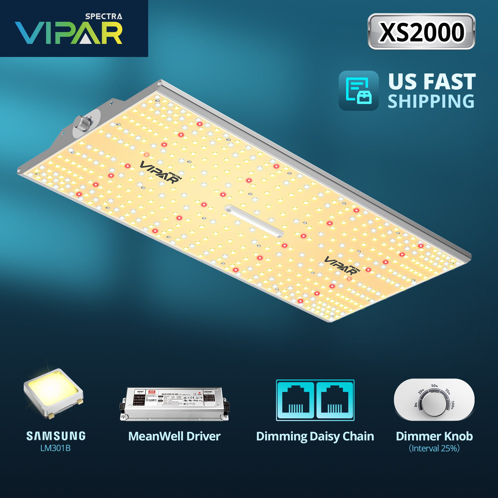 VIPARSPECTRA NEW XS2000 Led Grow Light Full Spectrum Indoor Plants Veg Flower IR