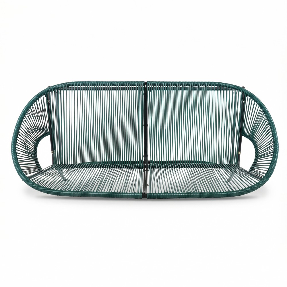 Wicker Love Seat Outdoor Patio Furniture Green Rattan Iron Frame