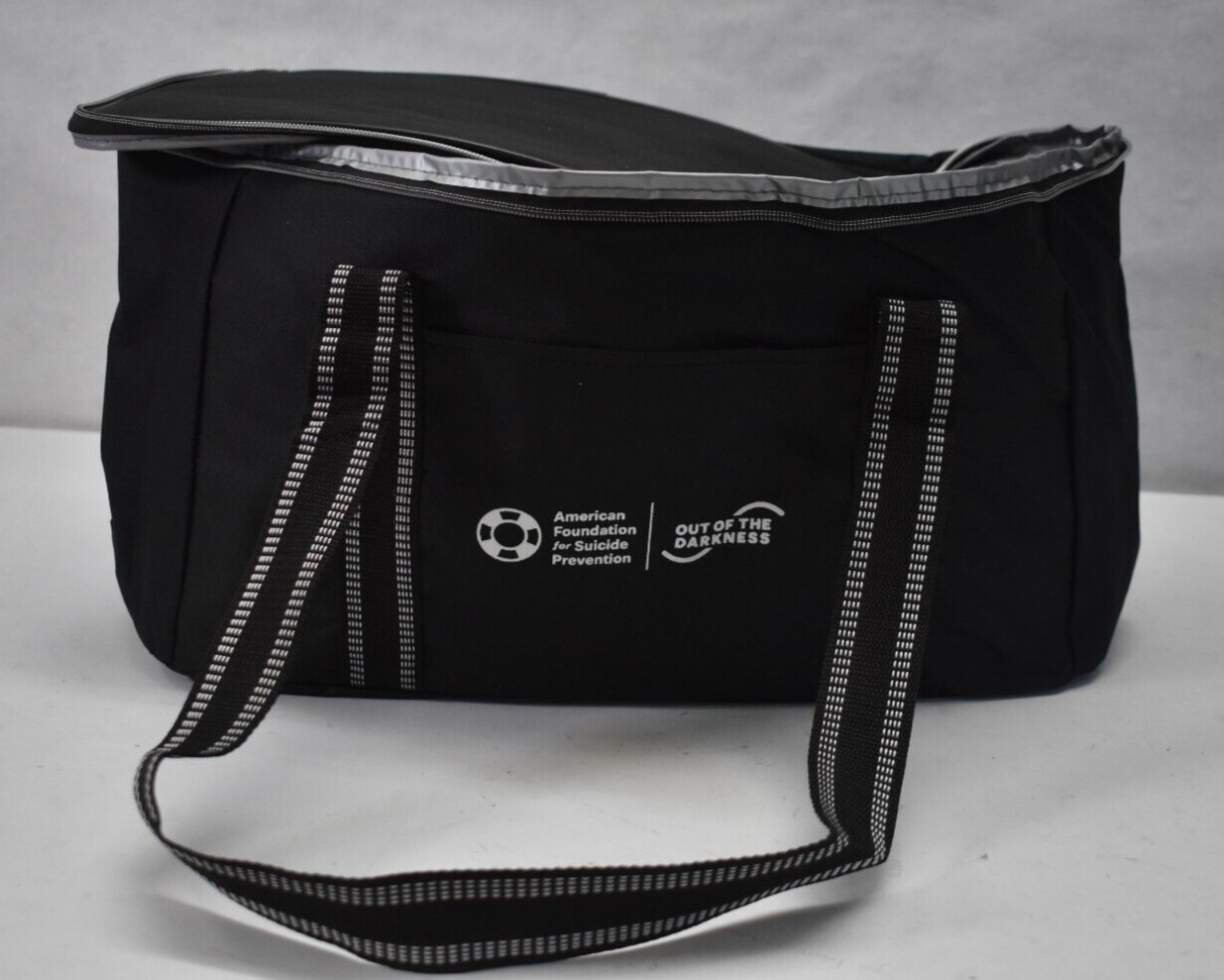 Thermal Insulated Tote Bag Duffel Zipper Closure BRANDED Black/White Cooling