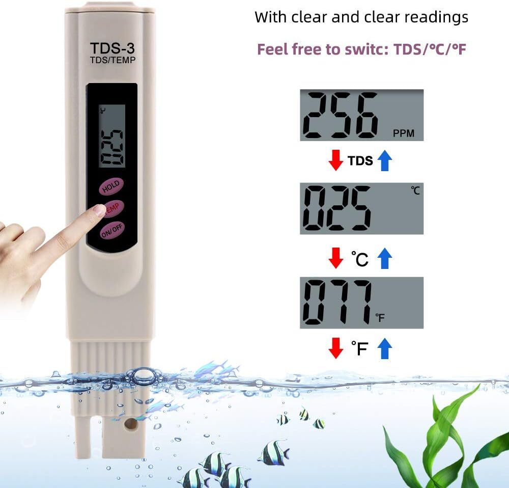 Handheld Water Quality Hardness Purity Digital LCD Meter 0-9990 PPM TDS TDS-3