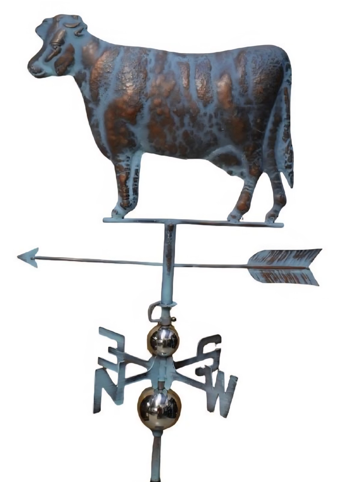 New Large Handcrafted 2D COW Weathervane Coppertone Patina Finish