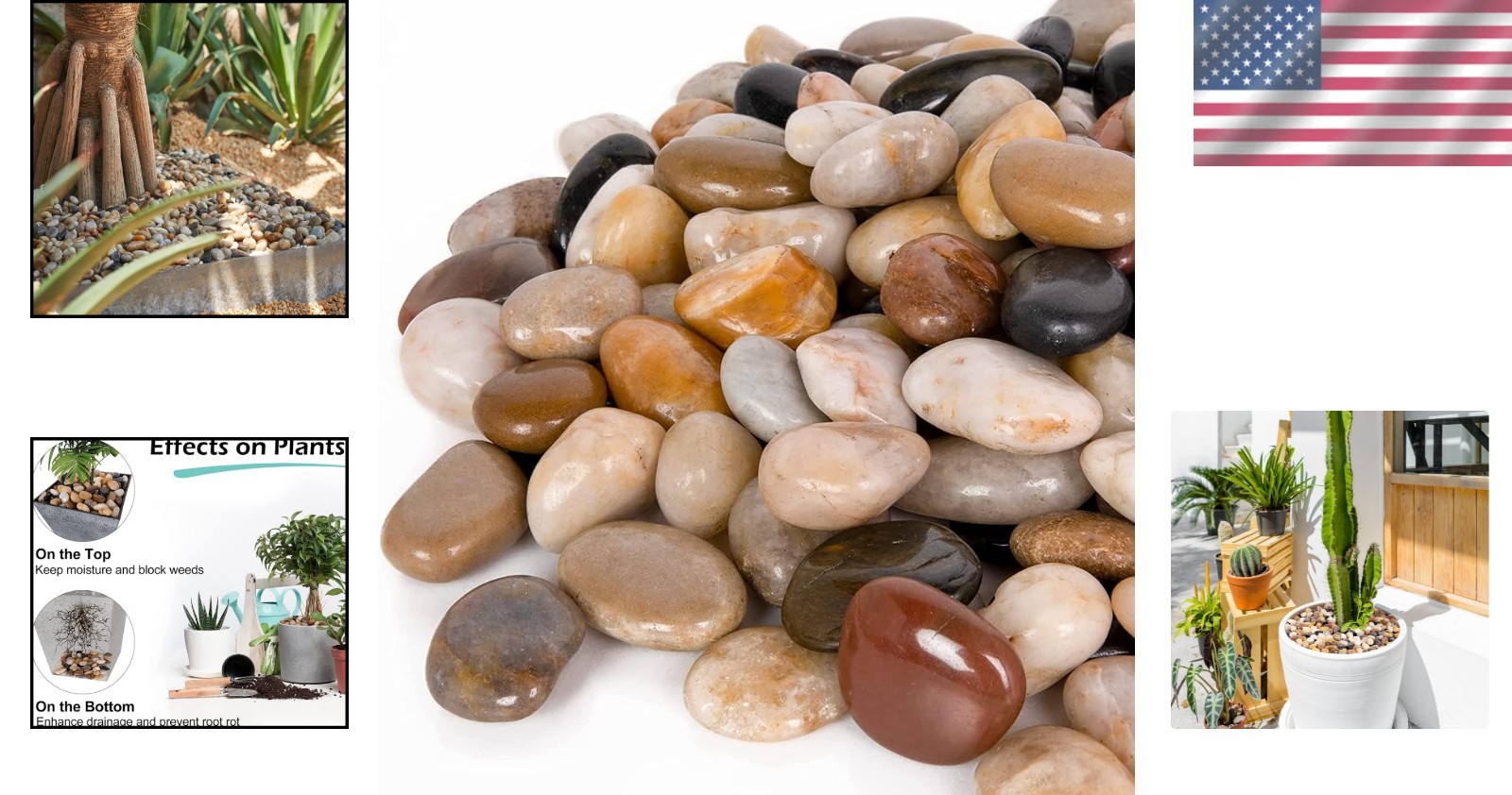 15 lb Eco-Friendly Polished Natural River Rocks for Elegant Landscaping & Decor