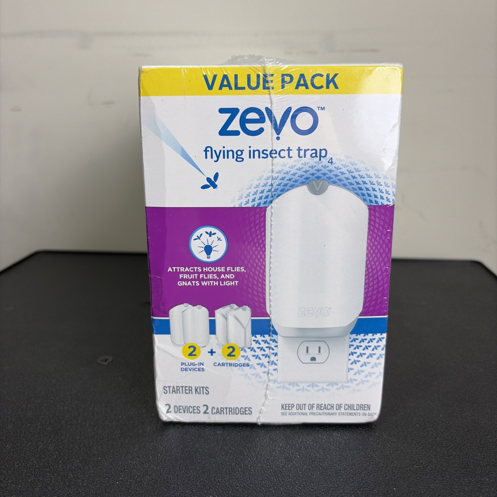 Zevo Flying Insect Trap (2 Plug-in Bases + 2 Cartridges) Featuring Blue UV Light