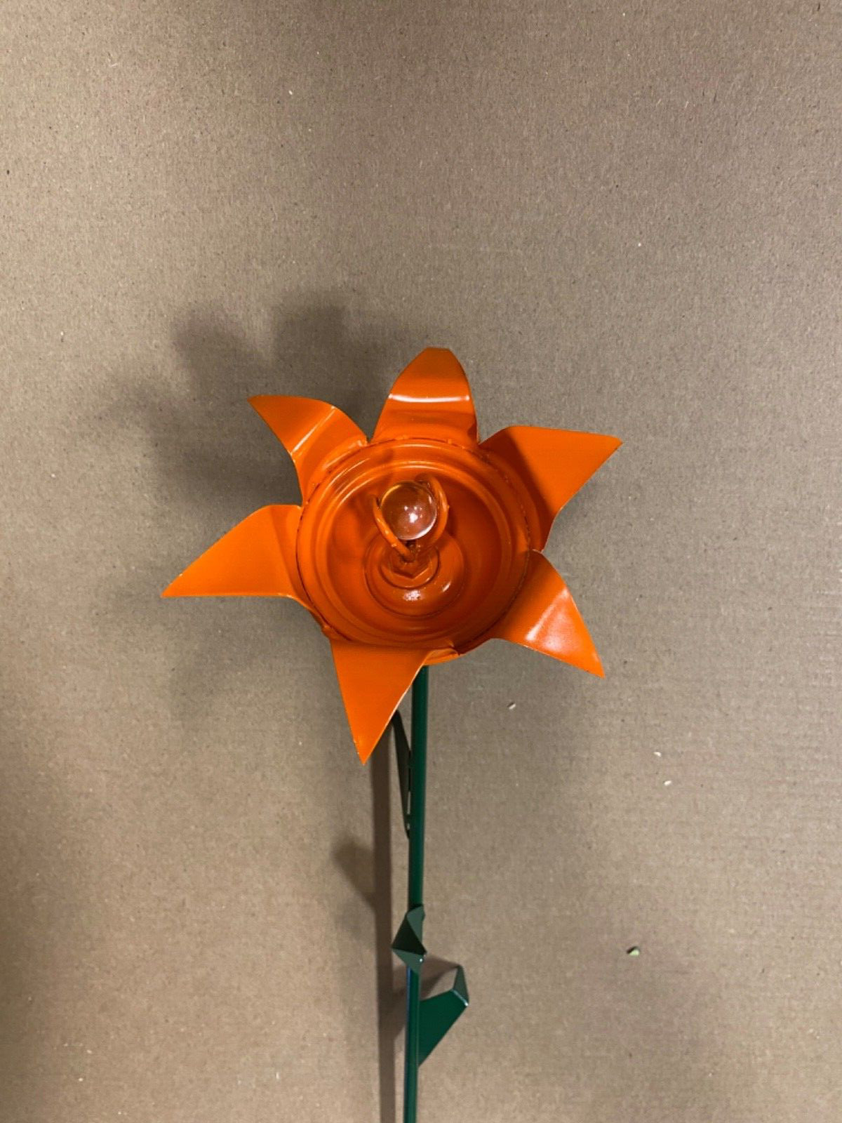 All steel Orange rose flower home garden stake yard art lawn 22″ tall with jewel
