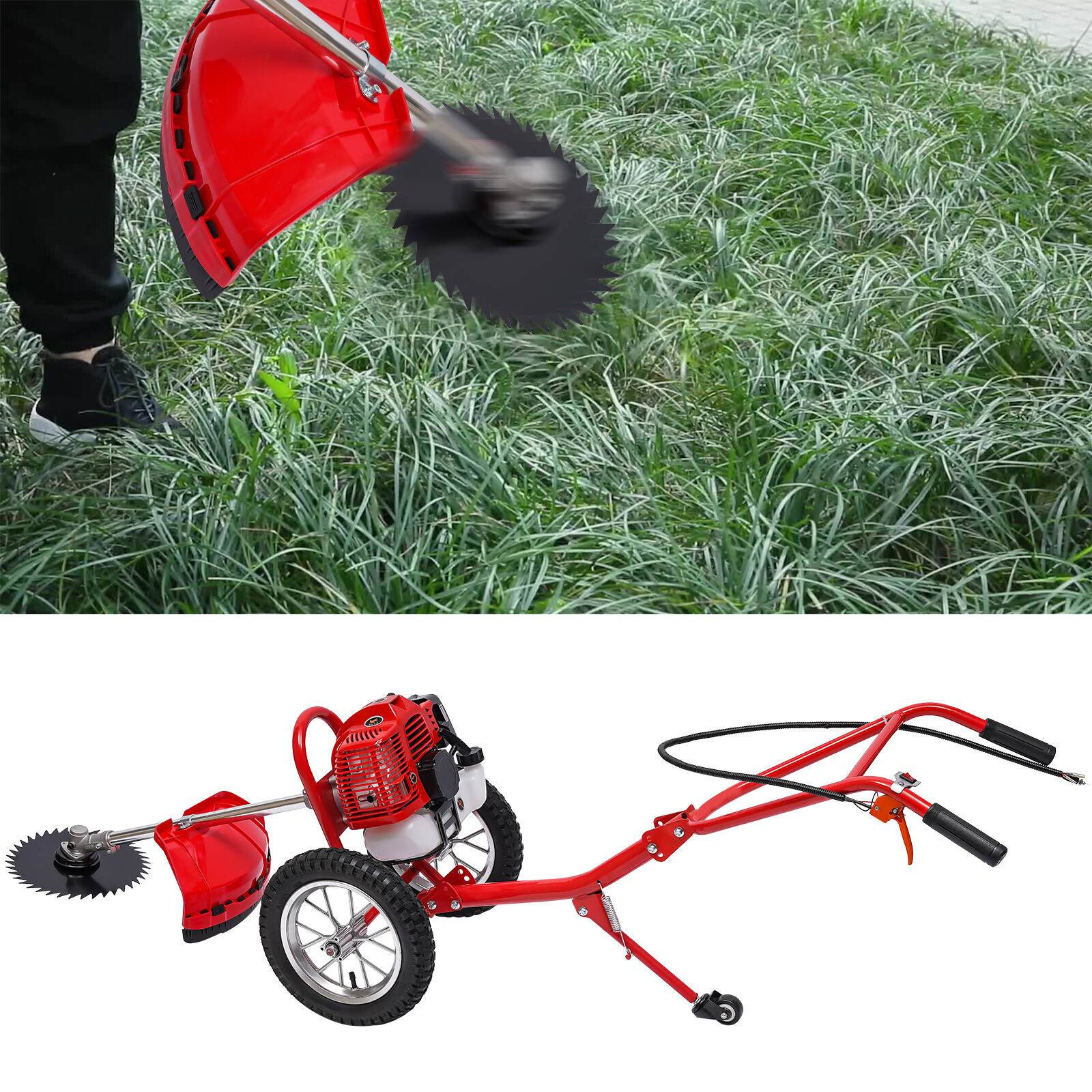 2-Stroke 49CC Push Gasoline Lawn Mower 1.8KW 2 in 1 Lawn Mower For Garden Farm