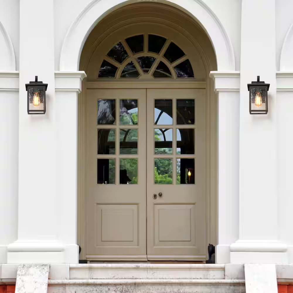 Matte Black Outdoor Sconce for Entryway Porch Patio Gazebo Pergola, 1-Light Rust
