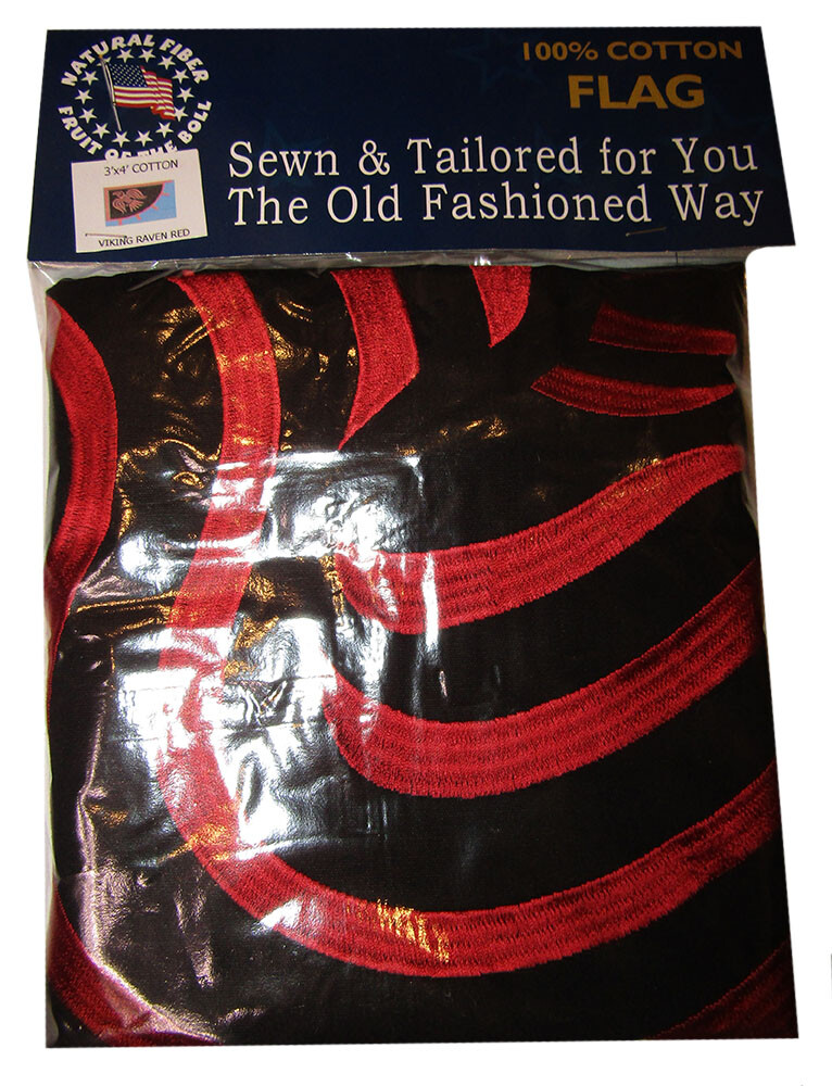 3×4 Viking Raven Red Black 100% Cotton Premium Flag Large 3’x4′ Grommets 2 clips