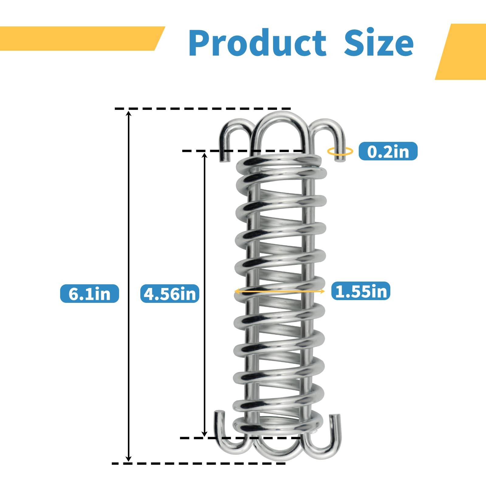 2Pcs Porch Swing Spring 300LB Heavy-Duty Awning for Silver