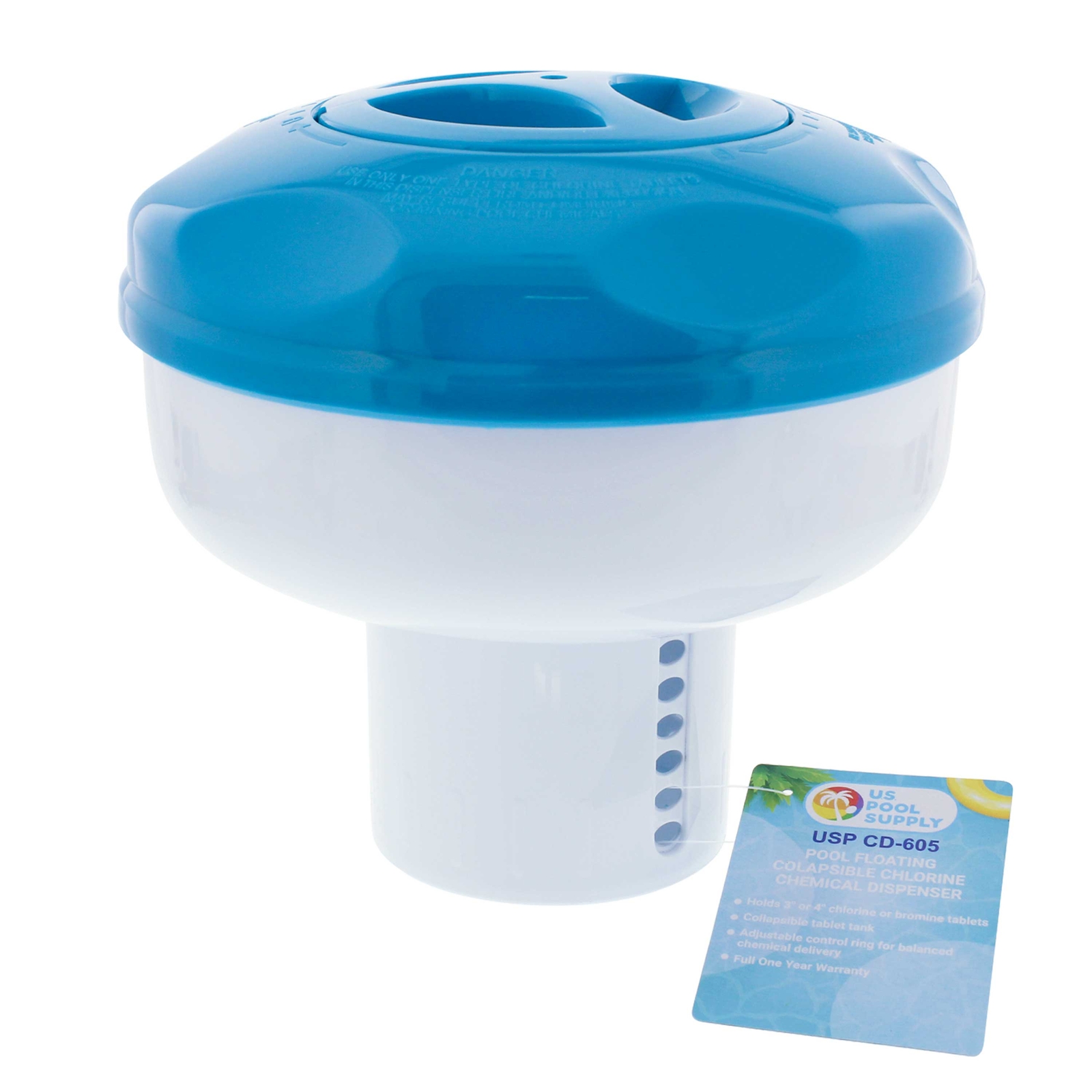 Floating 3″ & 4″ Tablet Pool Chemical 8″ Dispenser with Collapsible Tank
