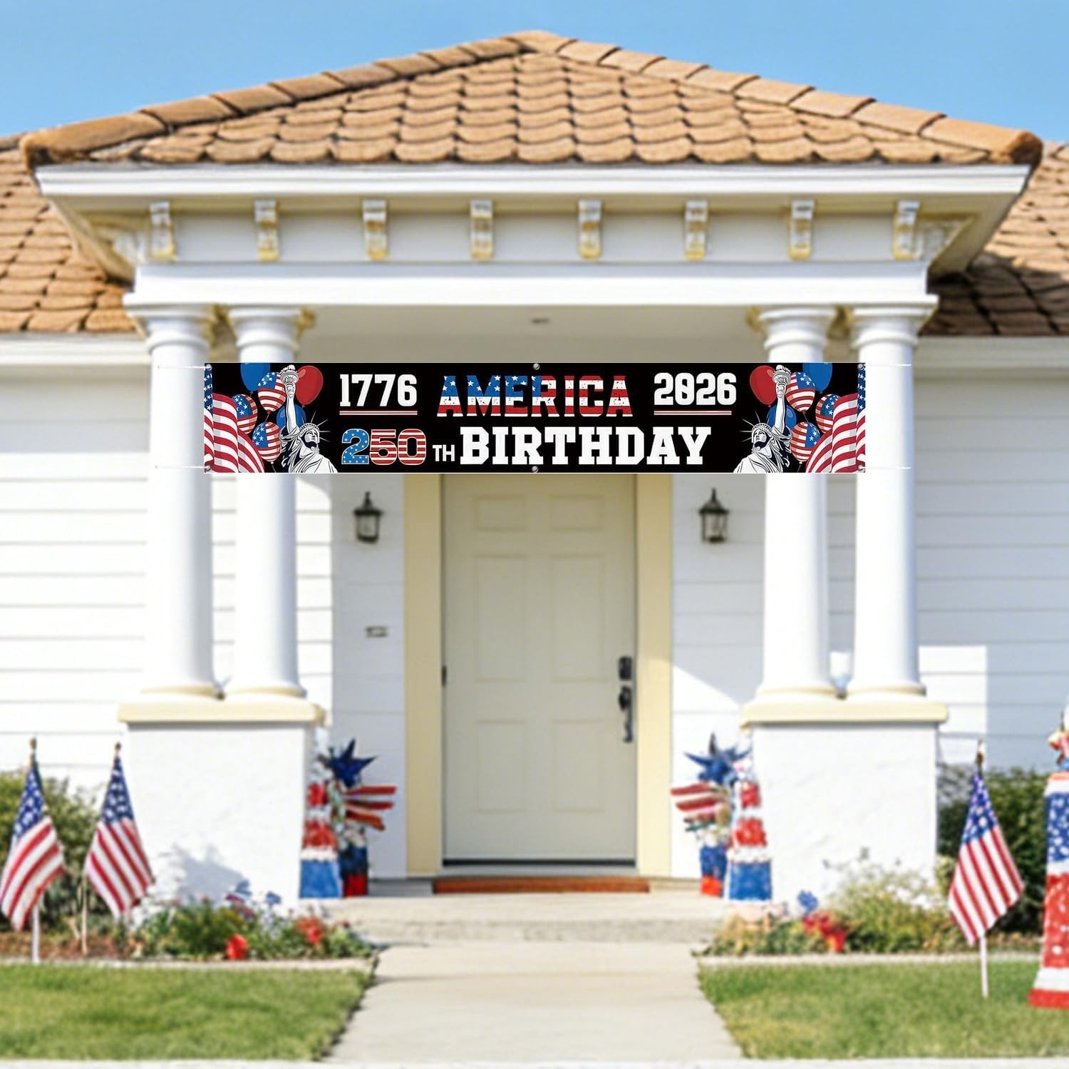 250 Year Anniversary USA Banner Flag 2X10 Ft, 4Th of July Decorations 1776-2026