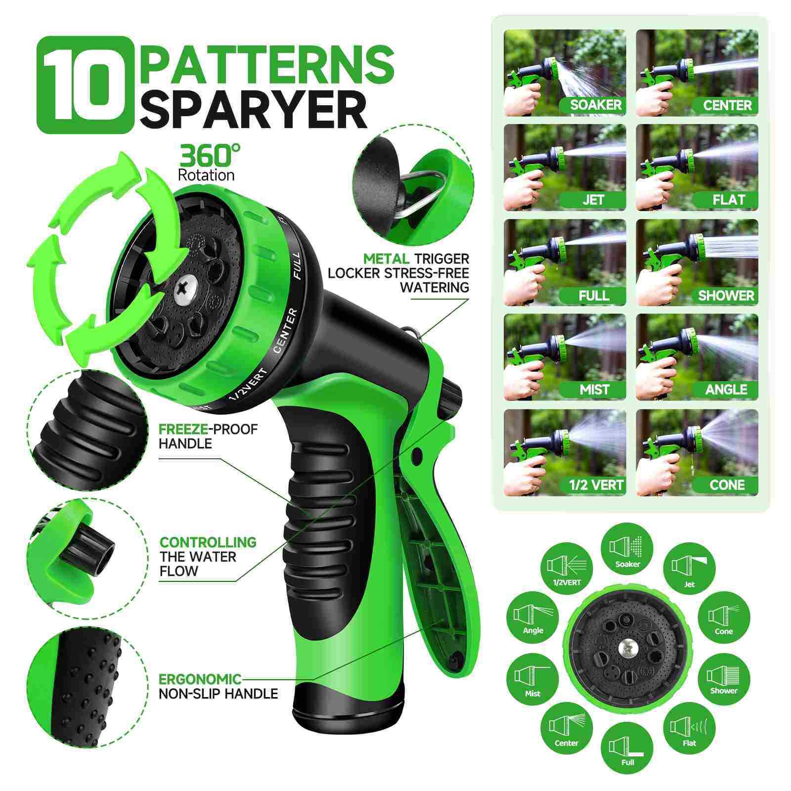 10 Function Spray 3X Expandable Flexible Garden Water Hose 25/50/75/100/150ft