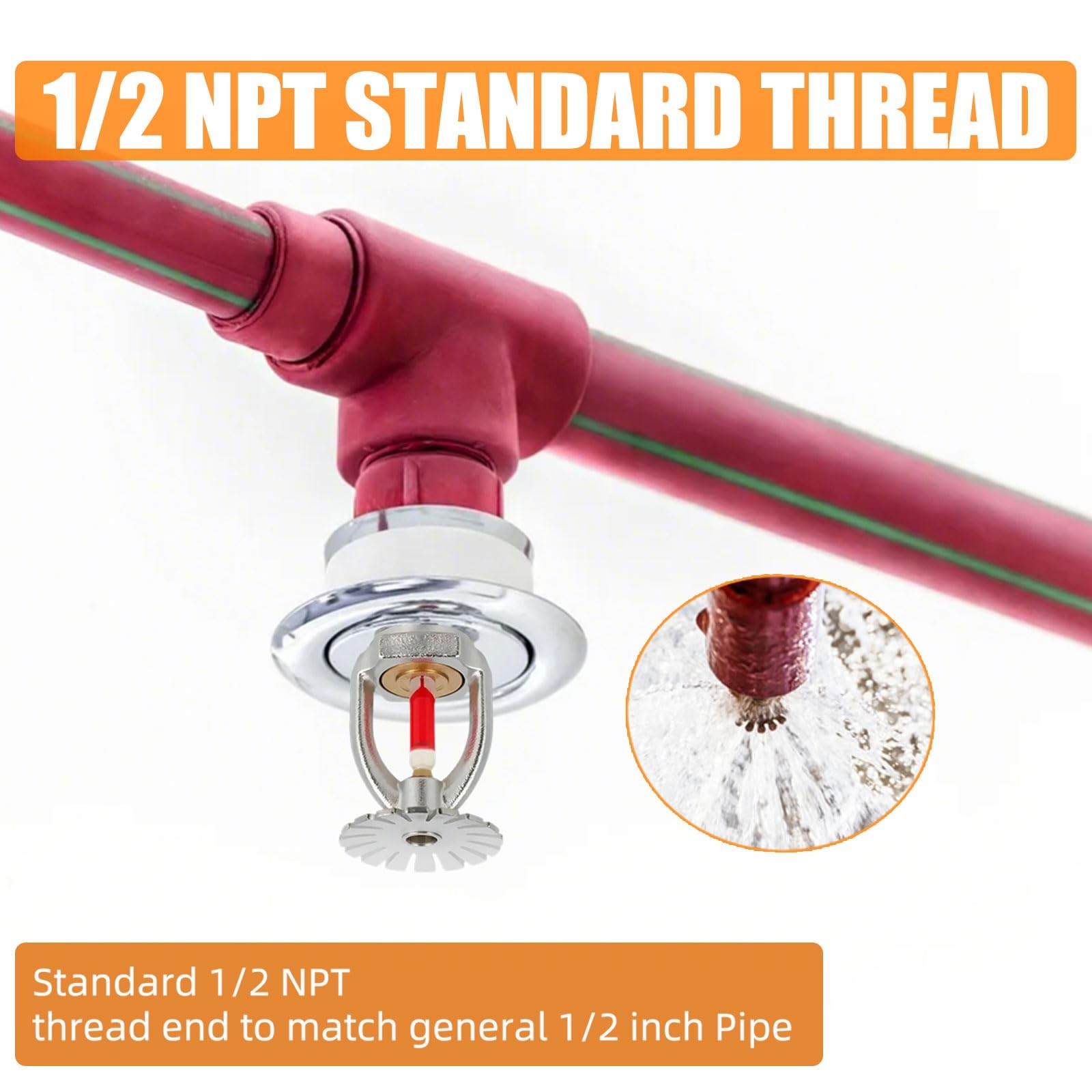 6Pack 155°F Pendent Fire Sprinkler Heads 1/2″ NPT Quick Response System