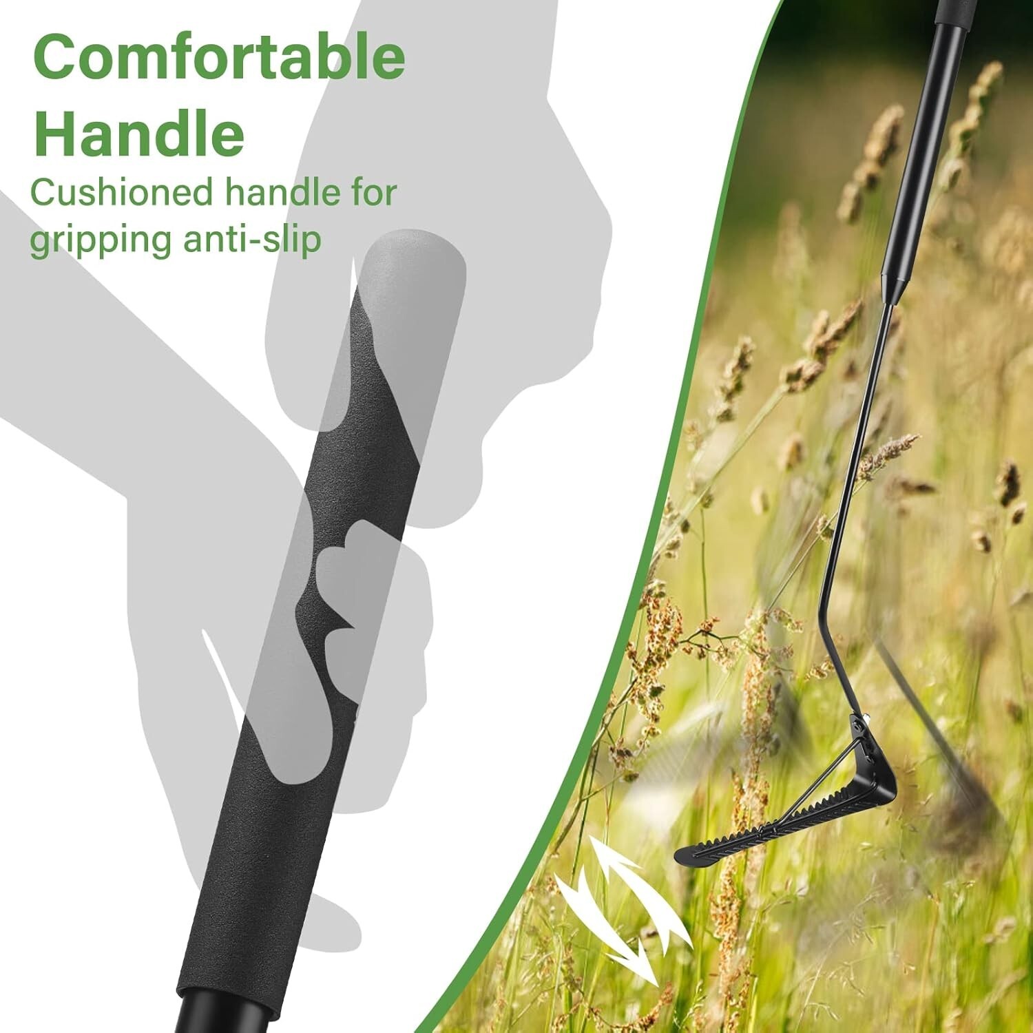 Grass Whip with Double-Edged Serrated Blade Manual Weed Whacke Swing Blade