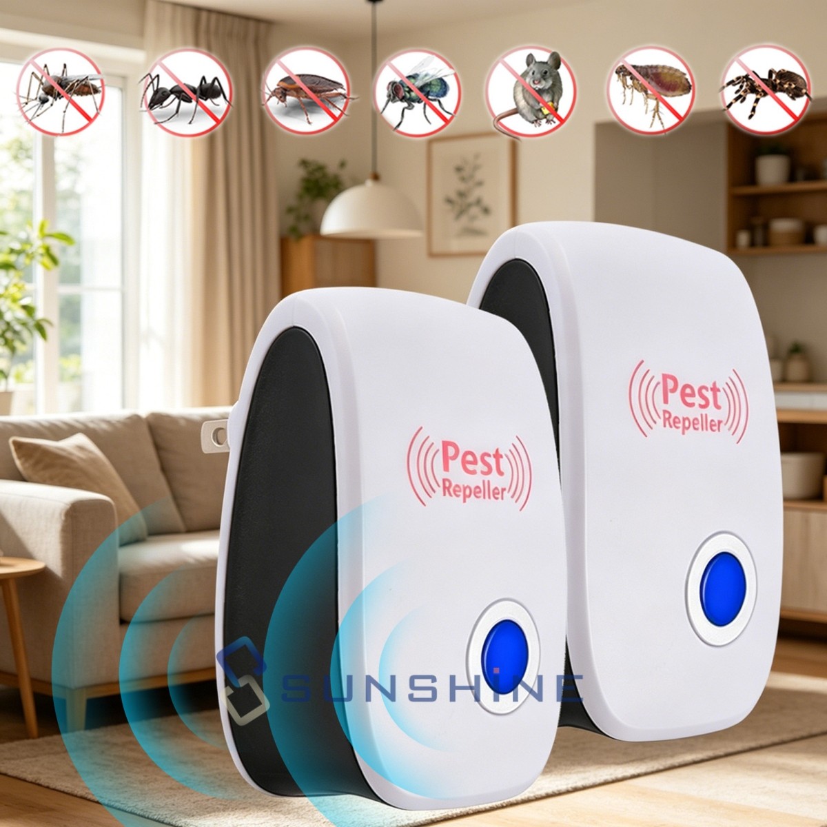 Plug In Electronic Pest Sonic Repeller Flea Mice Reject Rat Bug Pest Deterrent