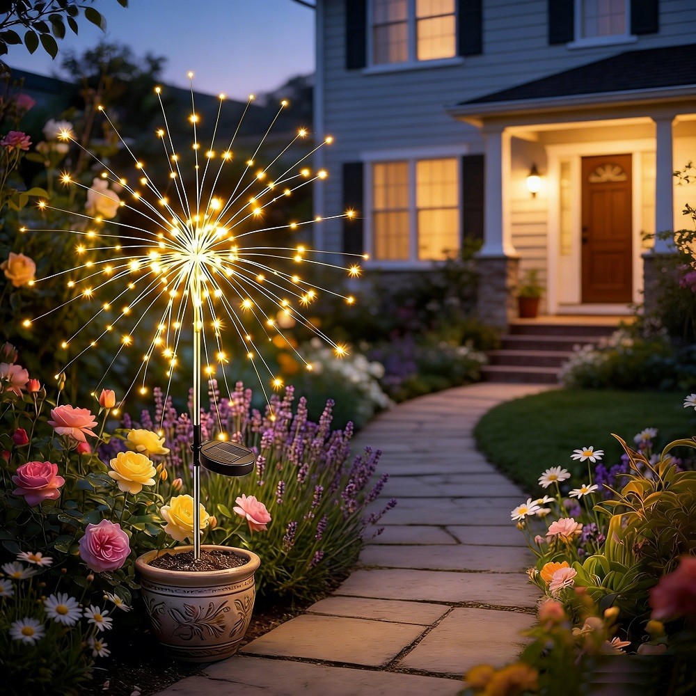150 LED Solar Firework Lights Outdoor Waterproof Path Lawn Garden Decor Lamp