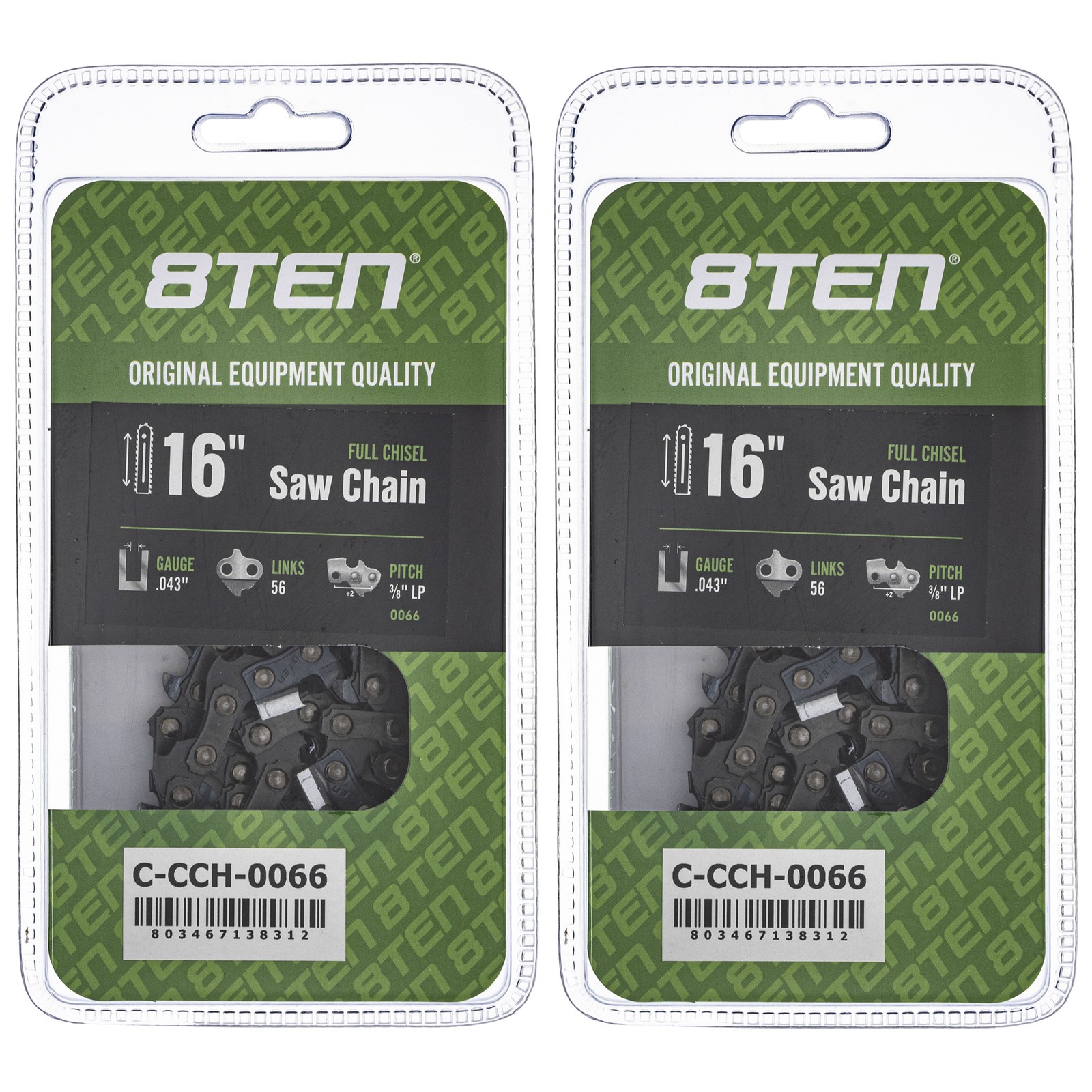 Chainsaw Chain 16 Inch .043 3/8 LP 56DL for Makita XCU04 XCU03 UC4551A 2-Pack