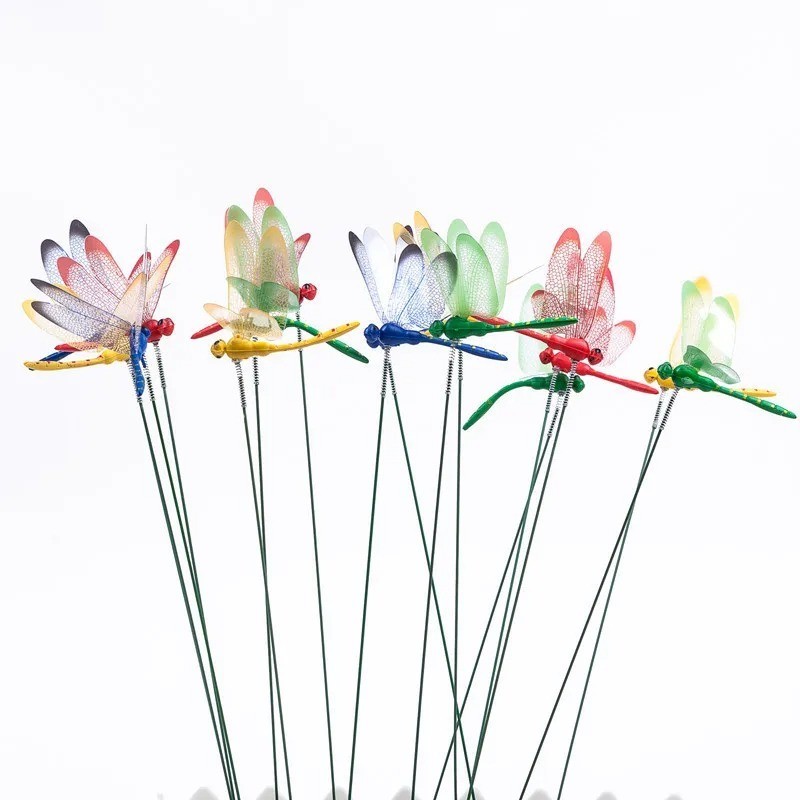 5-10Pcs Fake Dragonfly Rod Clip Insect Repellent 3D Artificial For Indoor Outdoo