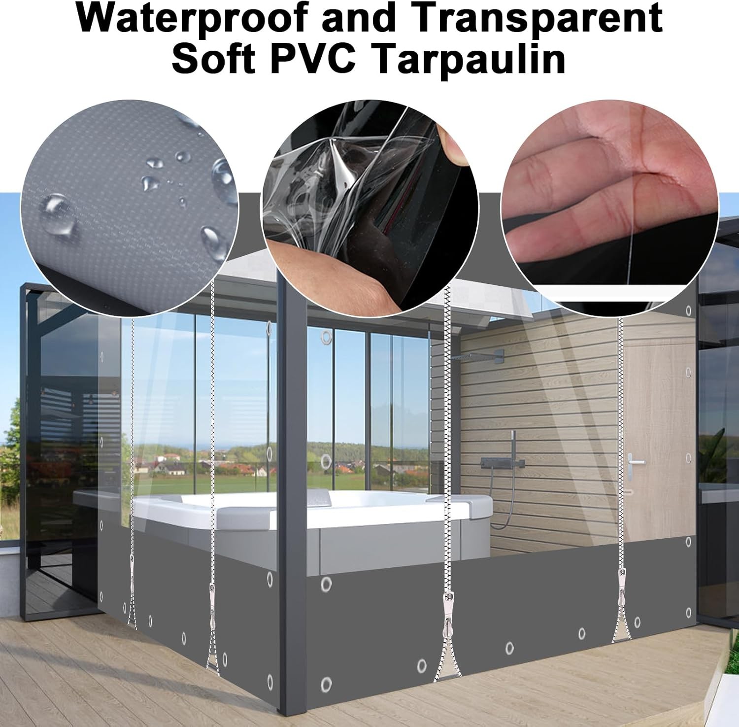 Clear Vinyl Curtain Heavy Duty PVC Clear Tarp Waterproof Outdoor Patio Enclosure