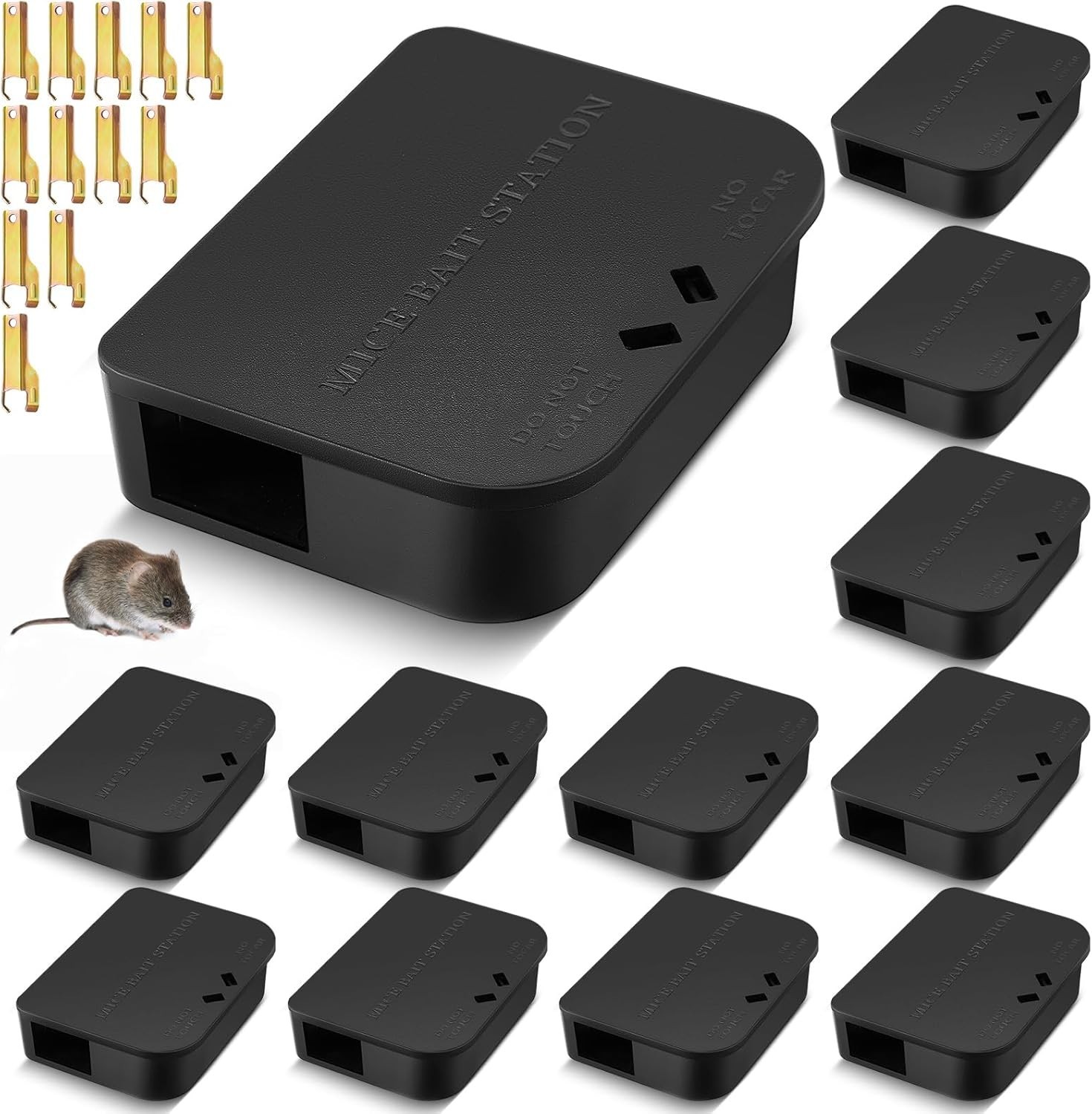 Qualirey 12 Pcs Mouse Bait Stations with Keys – Child & Pet Safe Rodent Traps