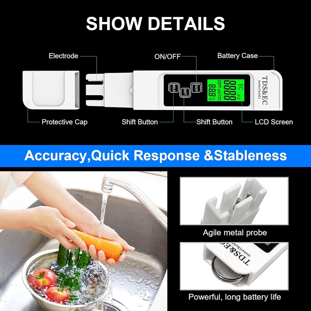 0-9990ppm 2PC TDS Meter Digital Tester Water Quality Testing Kits Drinking Water