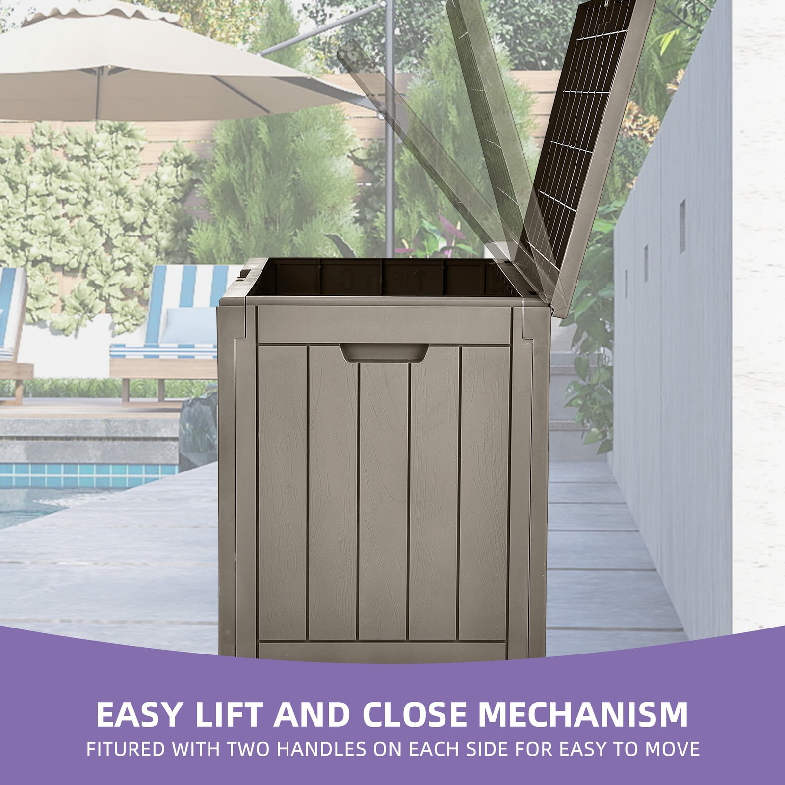 31 Gallon Lockable Resin Outdoor Storage Box, Waterproof Deck Box