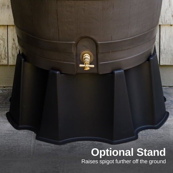 Polyethylene 50 Gallon Flat Back Brass Spigot Rain Barrel, Eco-Friendly, Walnut