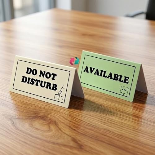 Dual-Sided Do Not Disturb & Available Desk Sign, PVC Table Tent with Shhh &