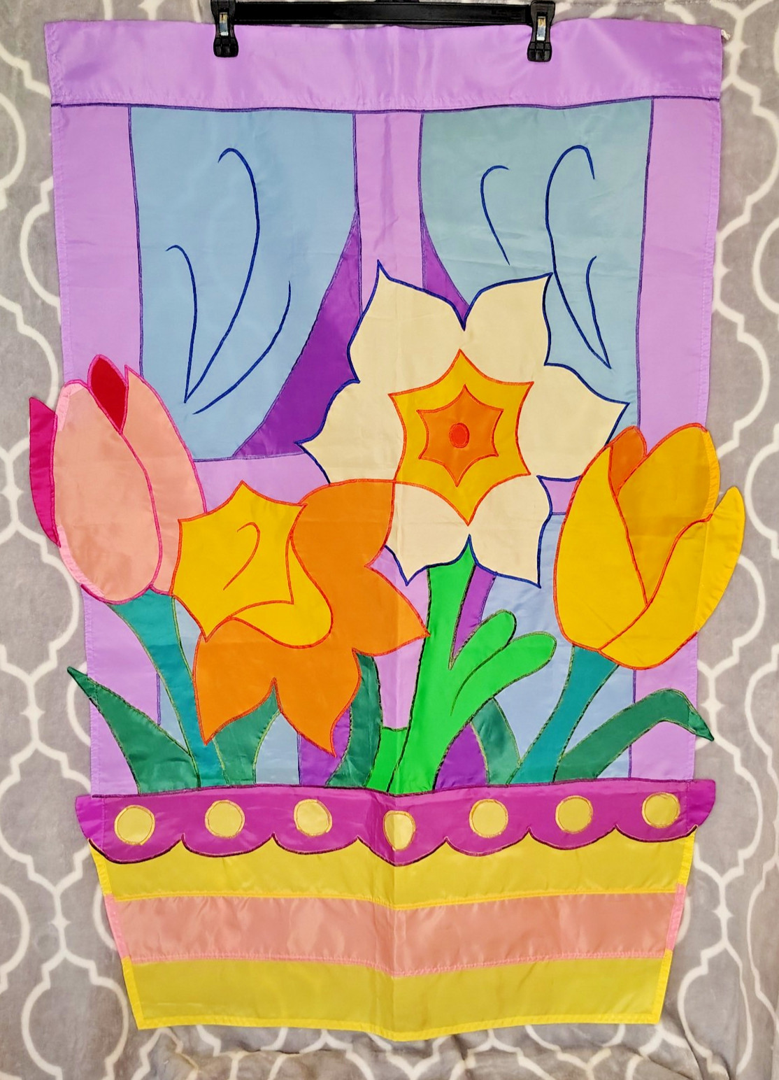 VTG 2004 Spring Summer Floral Garden Flag Double Sided about 27″ x 43″