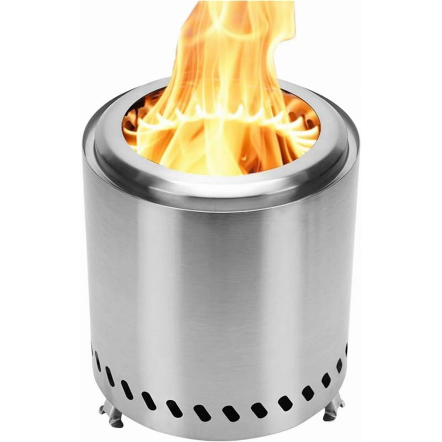 8.6″ Smokeless Fire Pit Portable Outdoor Wood Burning Firepit Stainless Steel US